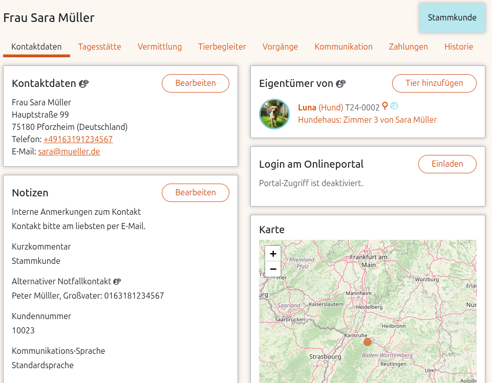 Kartei für jeden Kontakt