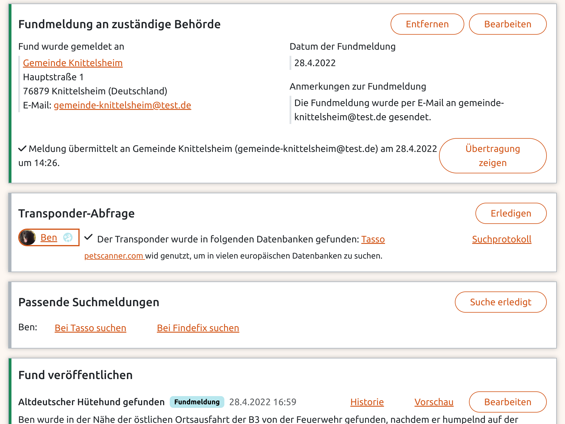 Fundmeldung